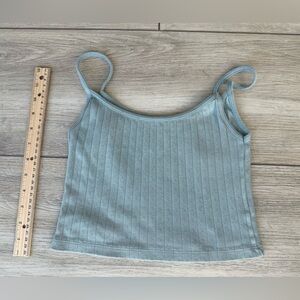 Brandy Melville Ribbed Spaghetti Strap Tank - Sage Green
